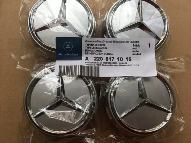 Mercedes A B C E S M Klasse ML CLA Alloy 4 x 75 mm Silver Wheel Center Radkappen