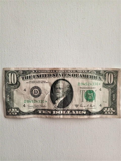 1969 C Series Ten Dollar Bill Federal Reserve US currency Green Seal