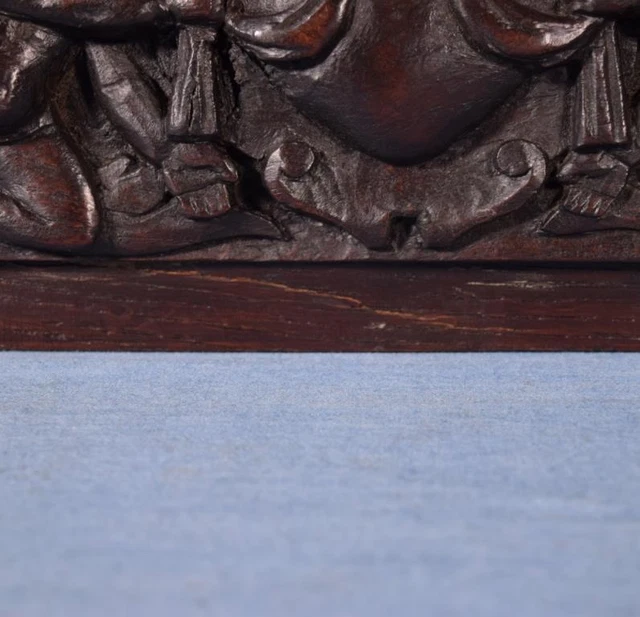 *French Antique Highly Carved Architectural Trim Panel in Solid Oak w/Cherubs 8