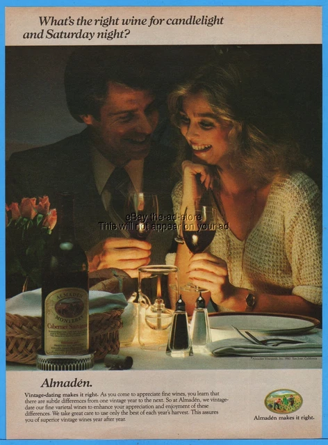 1980 Almaden Monterey Cabernet Sauvignon Wine San Jose CA candlelight date Ad