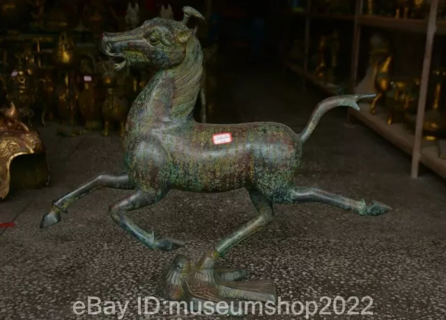 30.4 " Old Chinese Bronze ware Dynasty Animal war-horse Statue Sculpture