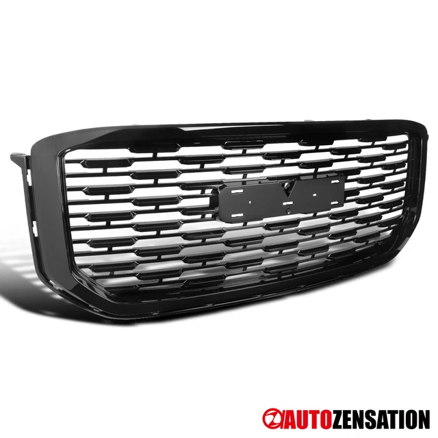 Fit 2015-2020 GMC Yukon XL Denali Style Mesh Glossy Black Bumper Hood Grille