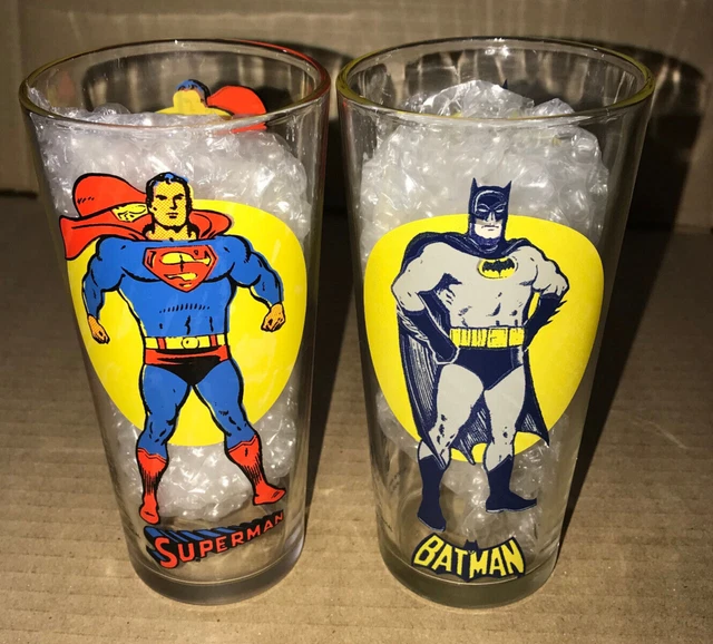 Vintage 1976 Pepsi SUPERHERO Glasses Superman and Batman EXCELLENT