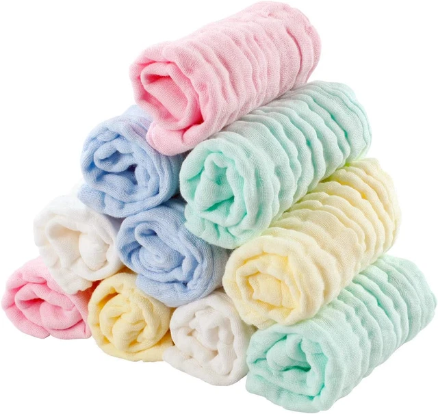 Paquete de 10 paños de muselina para bebé EXTSUD, 10x 10 pulgadas algodón muselina natural bebé