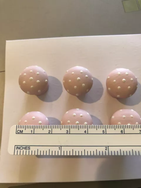 Nail Head Covers Lot Of 6 Decorative Pink w/ Dots 3