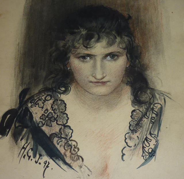 DAMEN PORTRÄT 1897 museales Gemälde Hans Gabriel Jentzsch *1862 Löbtau