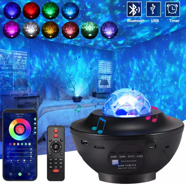 LED Sternenhimmel Projektor Galaxy Lampe mit Timer/Remote/Bluetooth Lautsprecher