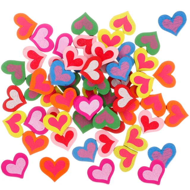 50 Pcs Love Heart Spacer Beads Love Wood Chips Kids Beads Necklace Beads Crafts