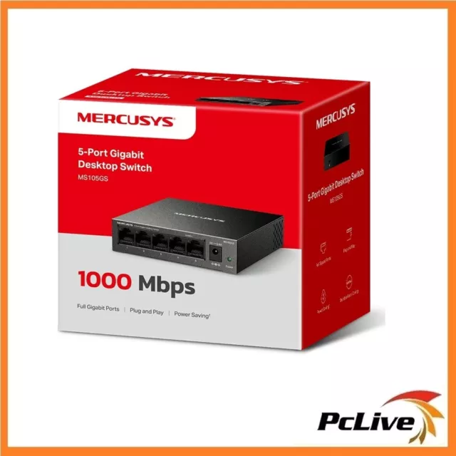 Mercusys MS105GS 5-Port 1000 Mbps Gigabit Desktop Switch Ethernet Hub Metal Case