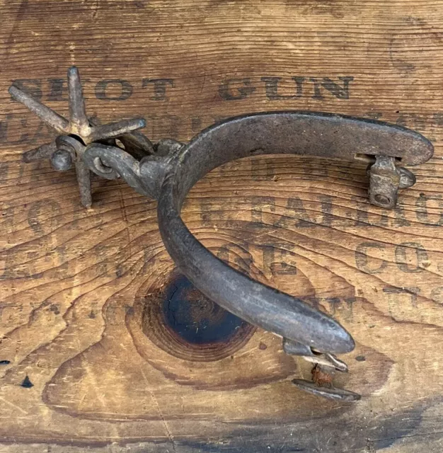 Antique Western Cowboy Boot Spur Single Only Hand Wrought Iron With Metal Tabs