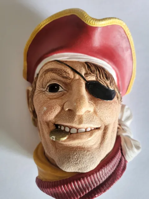 Chalkware BOSSON THE PIRATE HEAD 1985 England LEGEND PRODUCTS Signed F Wright