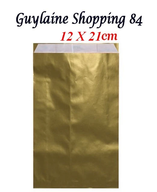 LOT 50 POCHETTES SACHETS PAPIER CADEAU BIJOU EMBALLAGE DORE OR 12 cm x 21 cm