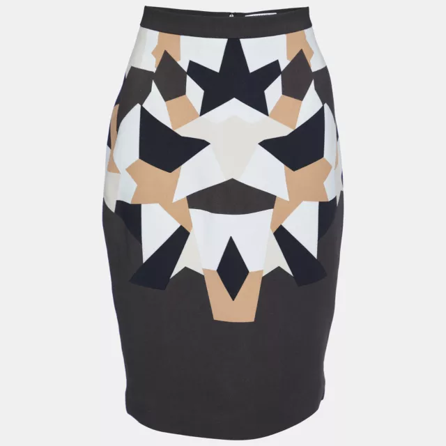 Givenchy Brown Geometric Printed Crepe Pencil Skirt L