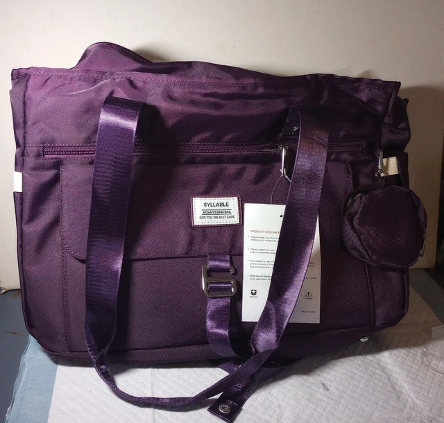 Syllable Mommy & Baby Bag Travel Diaper Tote Bag With Changing Pad Purple