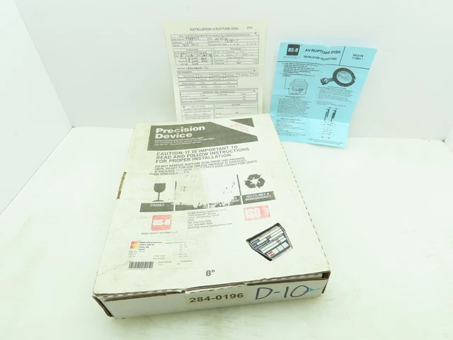 BS&B Safety Systems 1172243,VD-D-10 Rupture Disk 8" Type AV 4 PSID @ 300°F