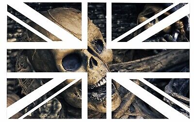 UK British Union Jack Flag With Gothic Skull Inside Vinyl Car Sticker 110x70mm