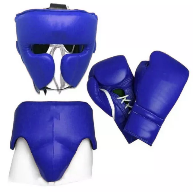 New Custom Made , Black Color, Boxing Gloves, Head Gear, Groin Guard, Any Brand