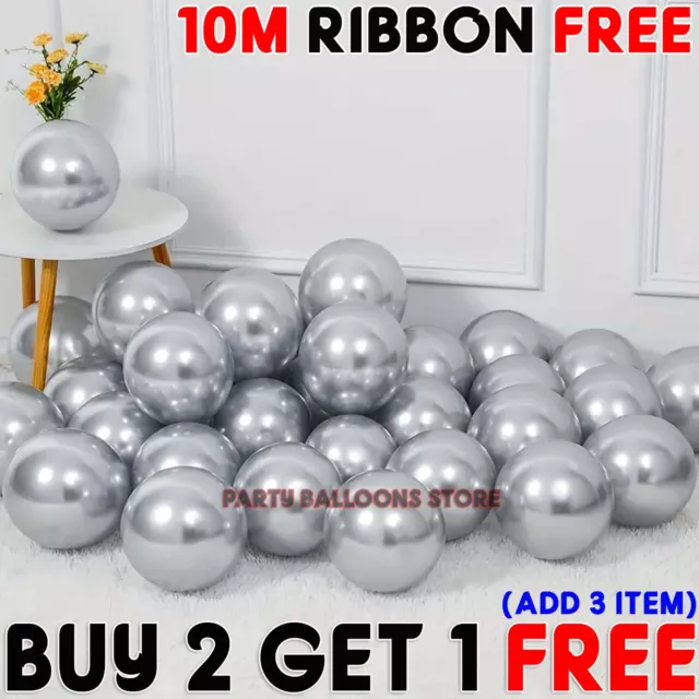 5" 10" 12" CHROME BALLOONS METALLIC LATEX PEARL Helium Baloons Birthday Party UK