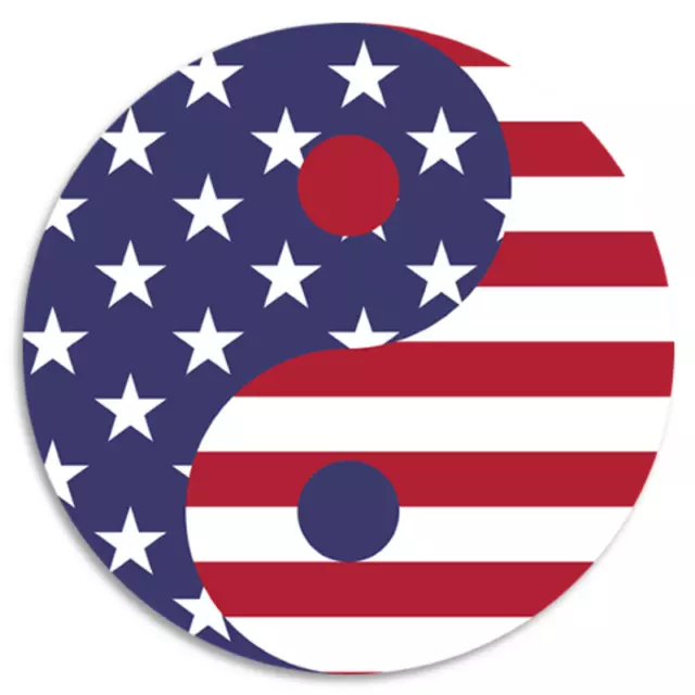 American USA Flag  Yin Yang Symbol - Circle Sticker Decal 3 Inch