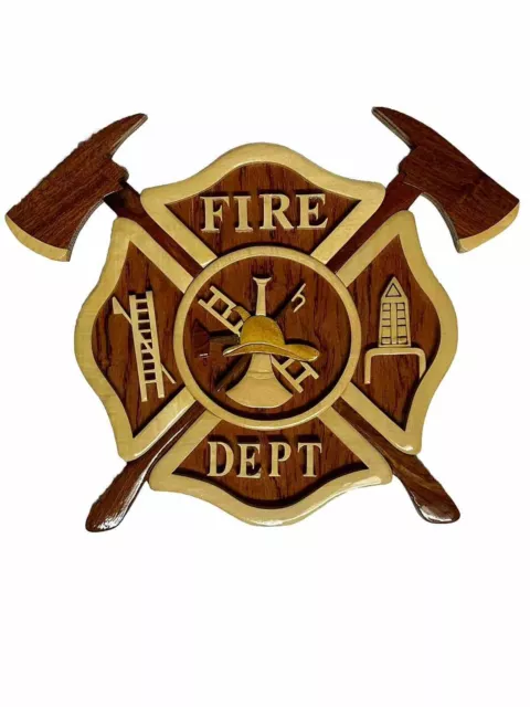 Fire Department Wall Decoration Wooden Art, 100% Natural Wood Color, Unique Gift