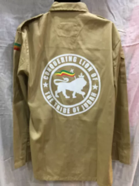 Conquering Lion Of The Tribe Of Judah Rasta Army Style Sand Jacket Patch Pockets