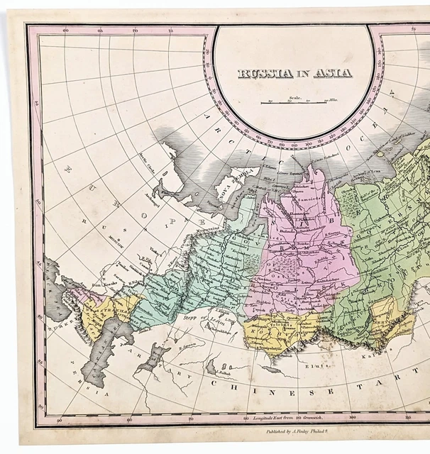1825 Russia Map Siberia Caspian Govt of Irkoutsk Tobolsk  Kamchatka Sebastopol