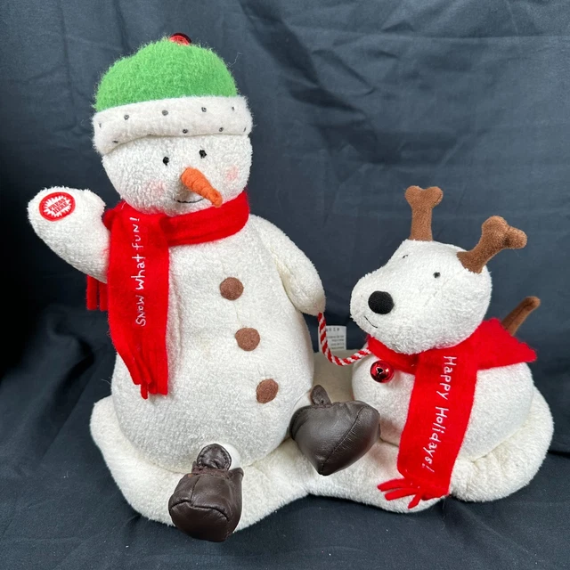 Hallmark 2004 Tintineantes Pals Cantando Snowman Y Perro Animados Navidad Plush