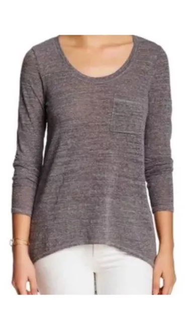 Anthropologie Top Women's OS Gray Michael Stars Long Sleeve Shirt Relaxed Fit
