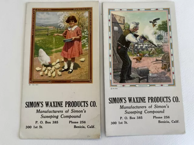 SIMON'S WAXINE PRODUCTS Benicia CALIFORNIA advertising INK BLOTTER vintage 1920