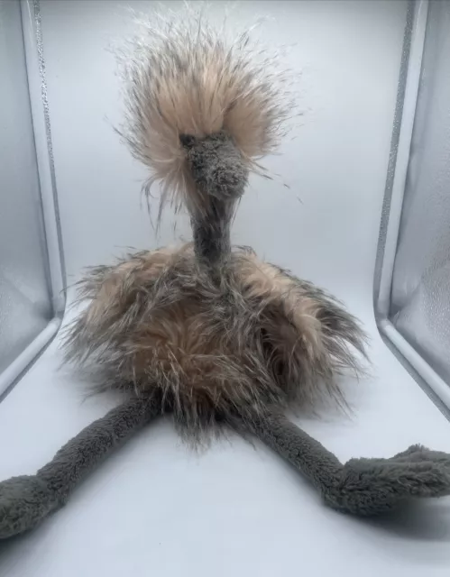 Jellycat Odette Ostrich 20" Soft Plush Stuffed Toy Animal Grey Pink Fuzzy Bird