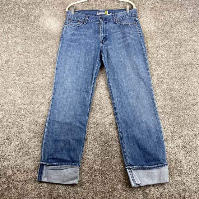 Old Navy Low Waist Straight Leg Jeans Men's 8 Blue Cuffed Hem Medium Wash