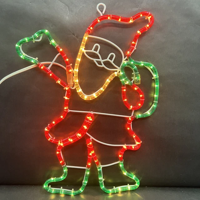 CHRISTMAS ROPE LIGHT Santa Indoor/Outdoor 20" Window Decoration Holiday