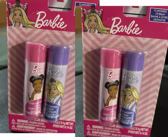 Barbie 4 Pack Lip Balm(2 Cotton Candy & 2 Grape )