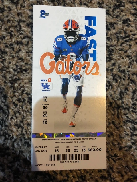 2018 Florida Gators Vs Kentucky Wildcats Ncaa Football Ticket Stub 9/8