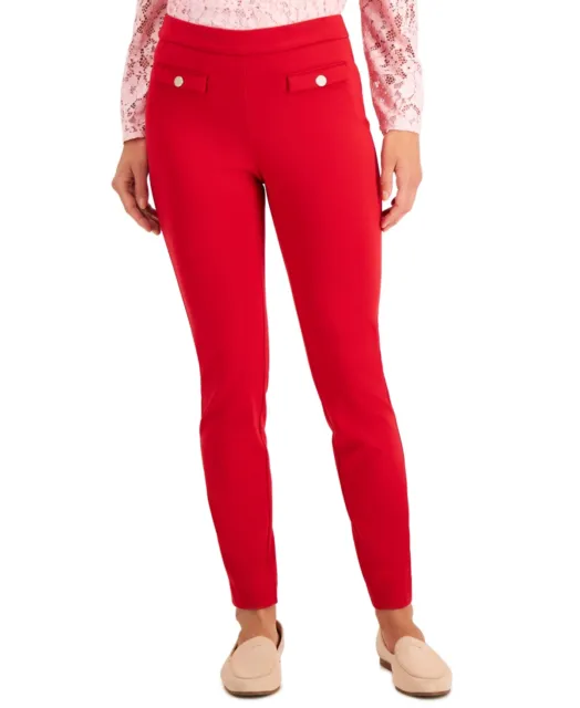 MSRP $60 Charter Club Ponte-Knit Pull-On Skinny Pants Red Size 6 NWOT