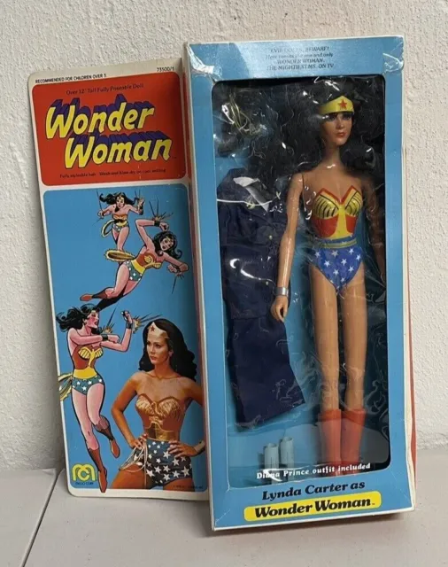 Mego Wonder Woman 1977 Lynda Carter 12.5" Doll in Box + Diana Prince Vintage