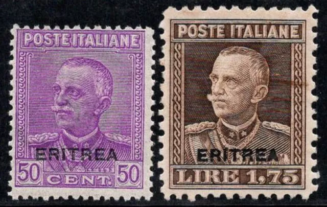 Eritrea 1928-29 Sass. 136-137 Nuovo * MH 100% 50 cent, 1,75