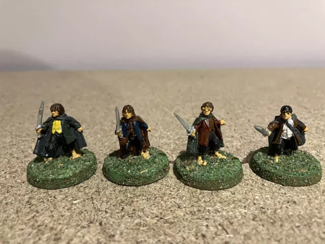 Lord of the Rings Games Workshop, Frodo, Sam, Merry & Pippin Painted Metal