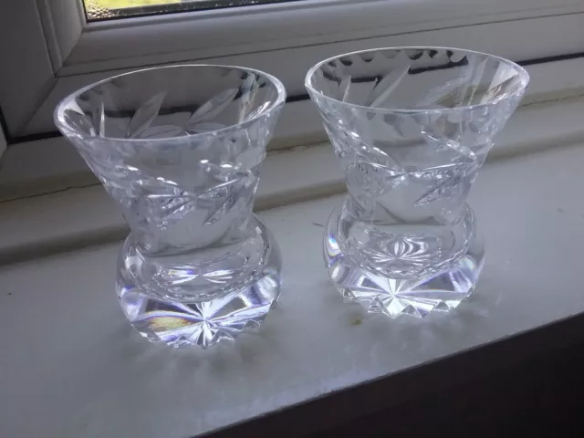 Vintage Pair of Royal Brierley Crystal Cut Glass Posy Vases.