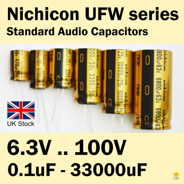 Nichicon UFW FW 6.3V-100V 0.1uF-33000uF Standard Audio Capacitors