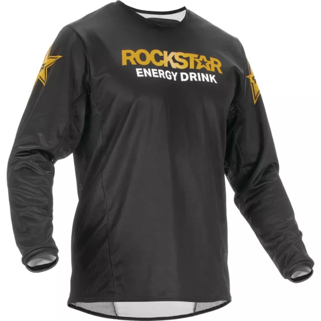 Fly Racing MX 2022 Kinetic Rockstar Black/Gold Motocross Bike Riding Jersey