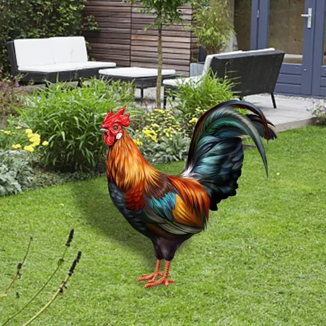 Rooster Animal Statue Stakes Hen Chicken Sculpture for Farm Backyard Pathway