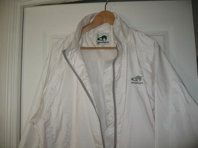 EMSMORN UNISEX WHITE Lawn bowls shower jacket Medium Hooded Waterproof Zipped 12.99 PicClick UK