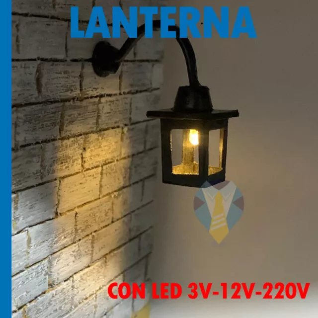 Lampione Lanterna Per Presepi Presepe Diorama Casa Bambole Con Lampada Led