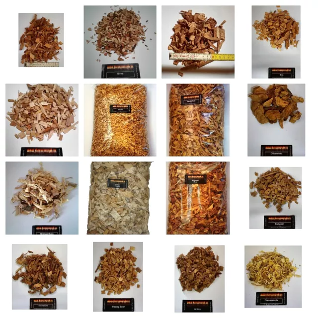 Wood Chips / Räucherchips für ihr BBQ 1Kg Ca.4 Liter Hickory, Buche, Apfel,