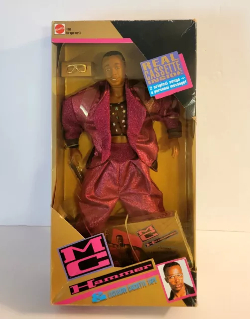 Vintage 1991 MC Hammer Doll w/Exclusive Cassette Tape, Glasses, Mic  1090 Mattel