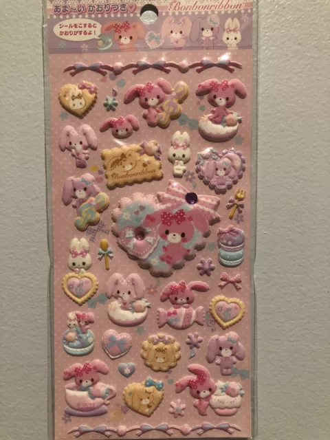 Sanrio Bonbonribbon Rabbit And Desserts Puffy Sticker Sheet Scrapbook Htf Rare