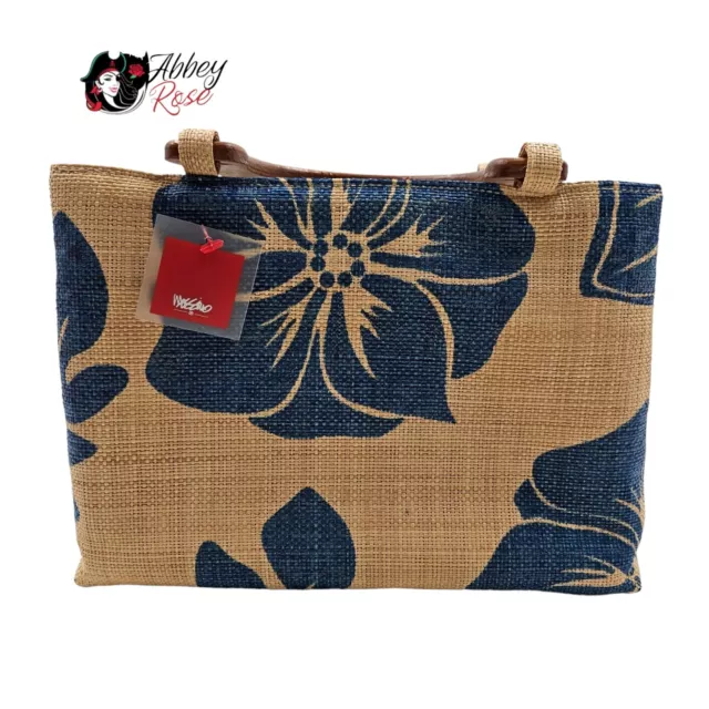 Mossimo Supply Co Woven Floral Print Tote Bag With Wooden Handles