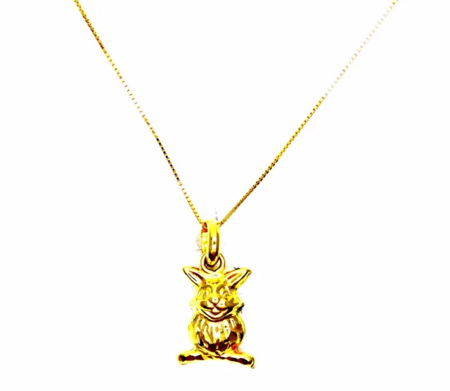 Collar Oro Amarillo 18K 750 (1000) Colgante Conejo Colgante Mujer Niños