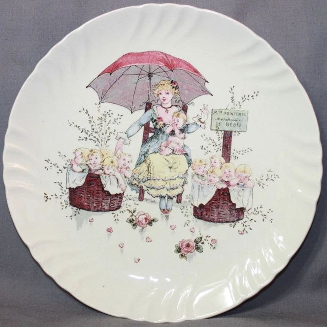 Assiette En Sarreguemines Fromont Richard  "Marchandes De Bebes" B)